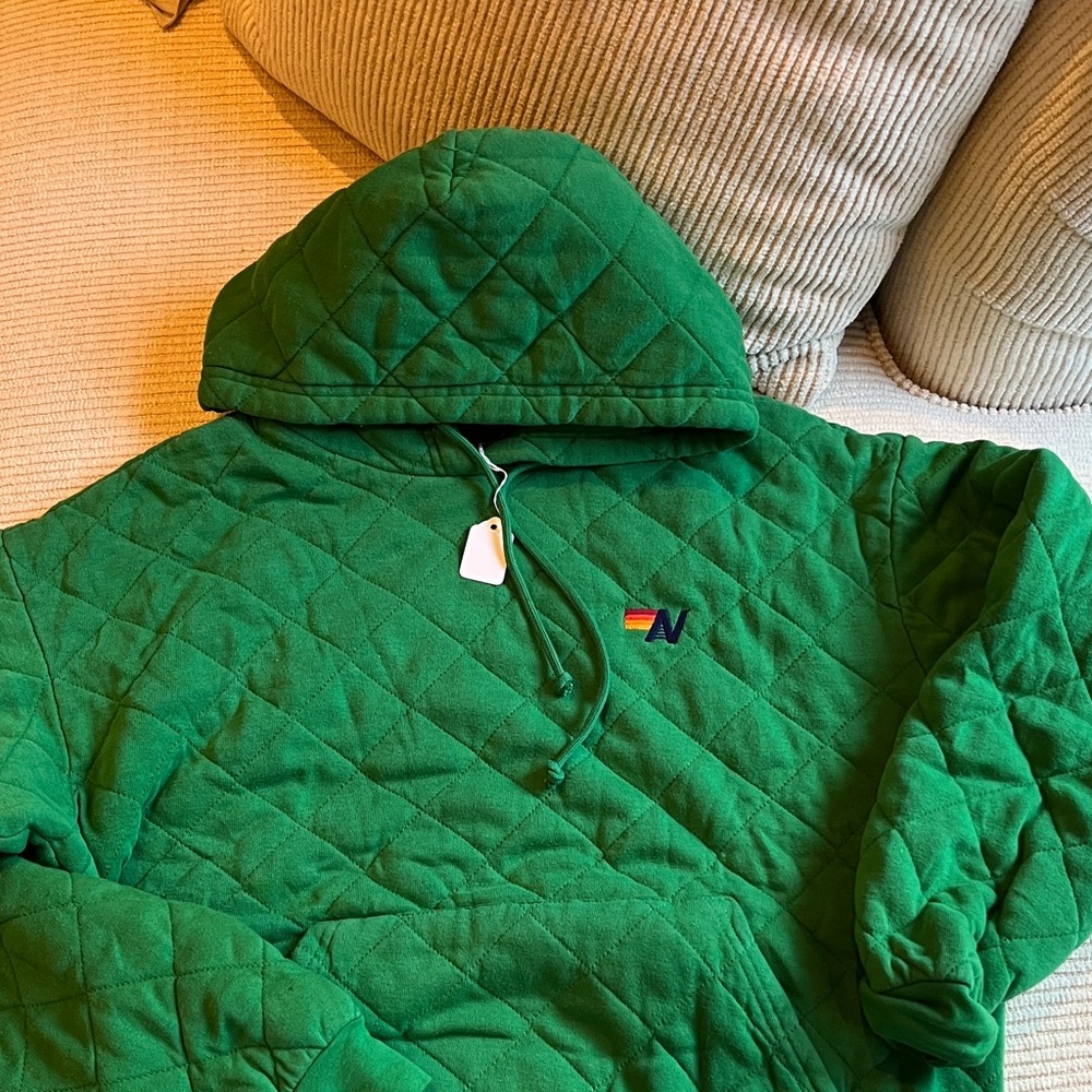 Aviator Nation Green Quilted Hoodie